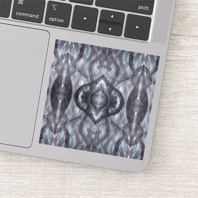 Sticker Art abstrait aquarelle bleu foncé (Détail)