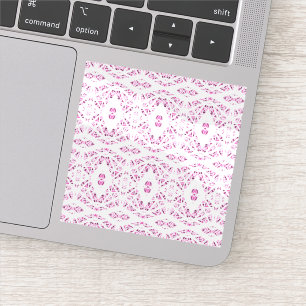 Sticker Art Abstrait Gouache Rose Blanc Spectroscopique