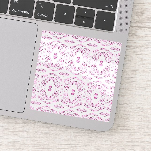 Sticker Art Abstrait Gouache Rose Blanc Spectroscopique (Détail)