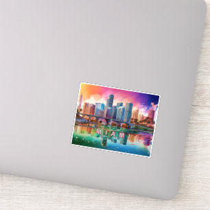 Sticker Art Abstrait Miami Skyline
