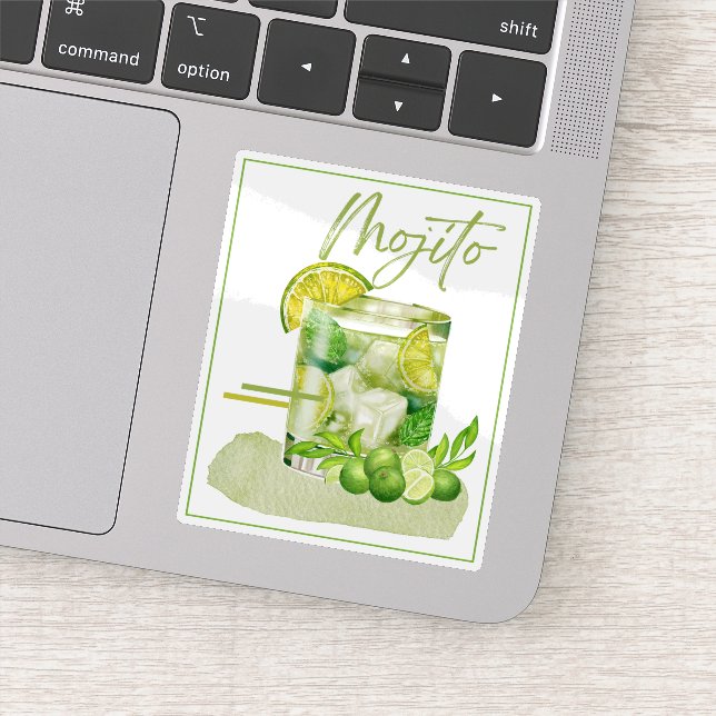 Sticker Art aquarelle Mojito Cocktail (Détail)