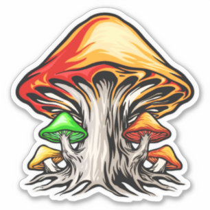 Sticker Art de champignon psychédélique terreux coloré