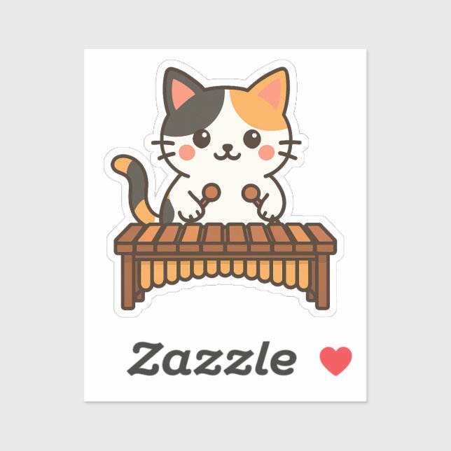 Sticker Art de chat calicot Marimba (Feuille)