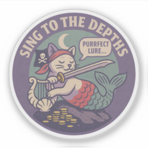 Sticker Art de chat pirate Purr-maid drôle