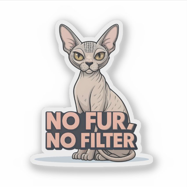 Sticker Art de chat Sphynx sans fourrure ni filtre Attitud (Devant)