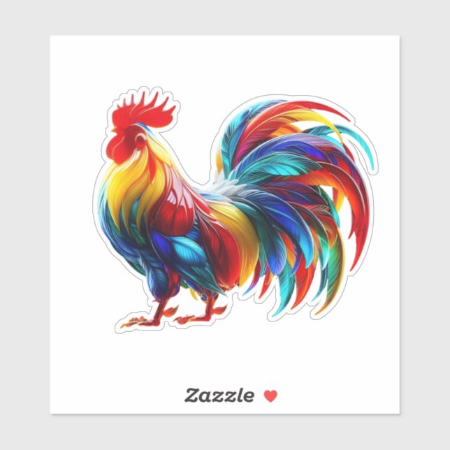 Sticker Art de Coq Coloré Vibrant (Feuille)