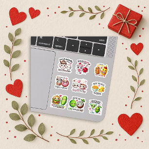 Sticker Art de couple de nourriture pastel ludique avec je