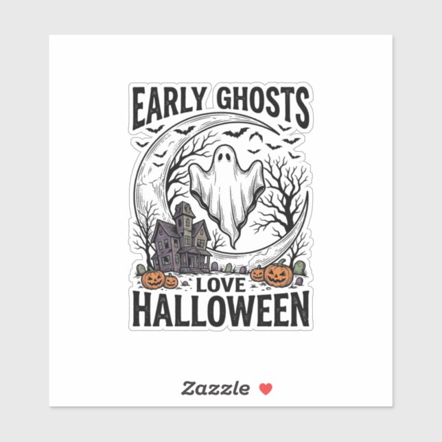 Sticker Art de gravure de fantôme de Halloween antique de  (Feuille)