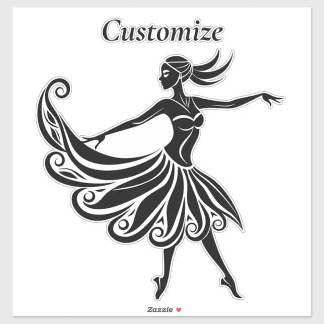 Sticker Art de la silhouette de danseuse africaine Thunder (Feuille)