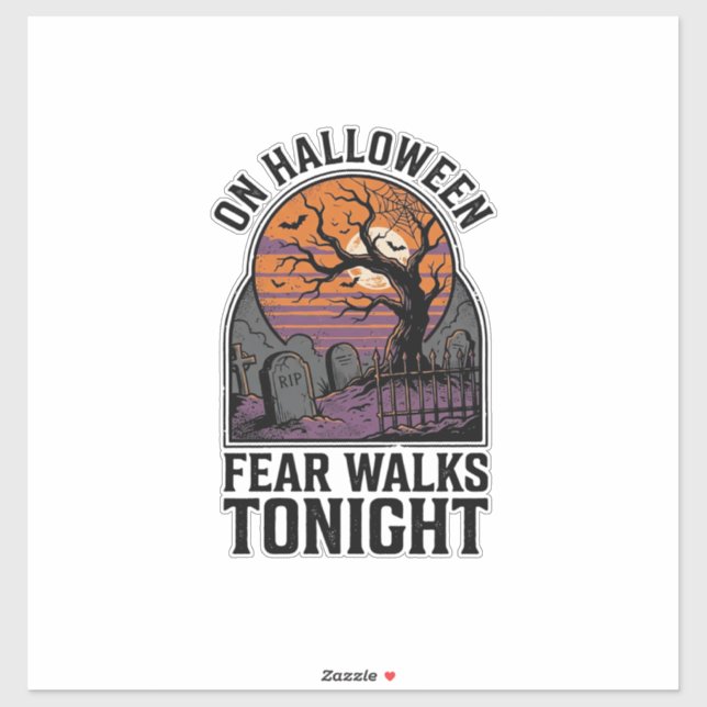 Sticker Art de l'arbre effrayant de cimetière de Halloween (Feuille)
