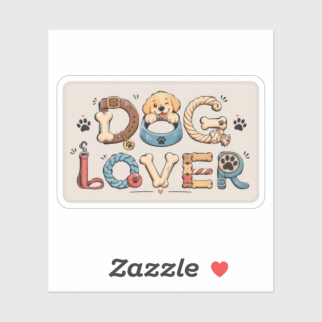 Sticker Art de mots pour amateur de chiens  (Feuille)