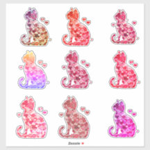 Art de silhouette de chat floral Impression sur to
