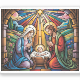 Sticker Art de verre teinté de la Nativité – Noël de la Sa