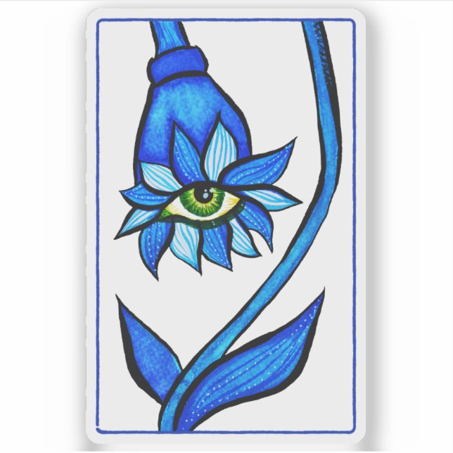 Sticker Art déplaisant de fleur éffrayante d'oeil dans le (Devant)