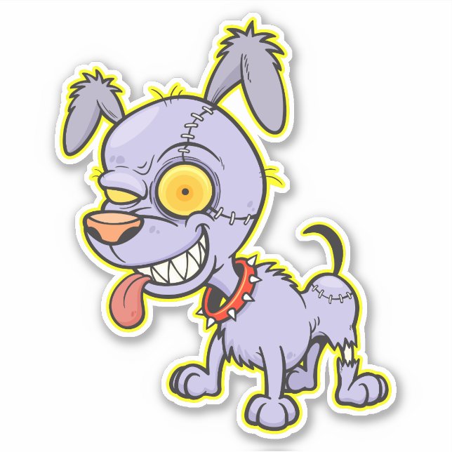 Sticker Art d'illustration de chien Zombie Cranky (Devant)