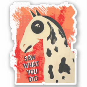 Sticker Art drôle de cheval avec un regard en coin sarcast