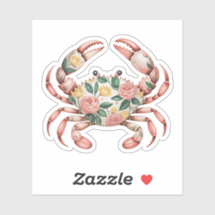 Sticker Art du crabe floral Design côtier