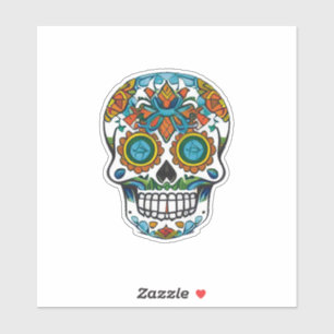 Sticker Art du crâne de sucre - Coloré traditionnel