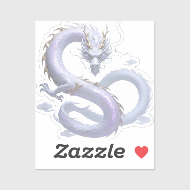 Sticker Art du Dragon Blanc | Esthétique Fantastique Mythi (Feuille)