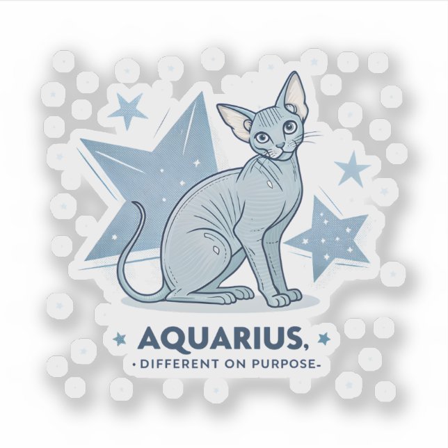 Sticker Art du zodiaque Verseau Chat Sphynx Different Purp (Devant)