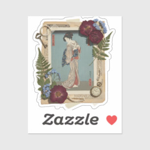 Sticker Art élégant du collage Ukiyoe – Beauté vintage JP