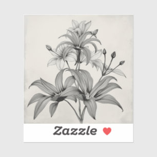 Sticker art en noir et blanc de plante en voie de disparit