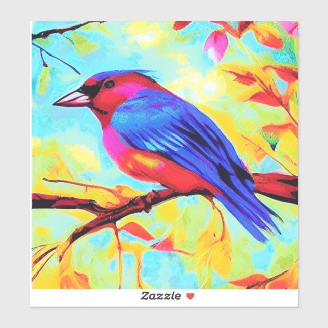 Sticker Art Finch coloré (Feuille)