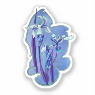Sticker Art Floral Iris Bleu