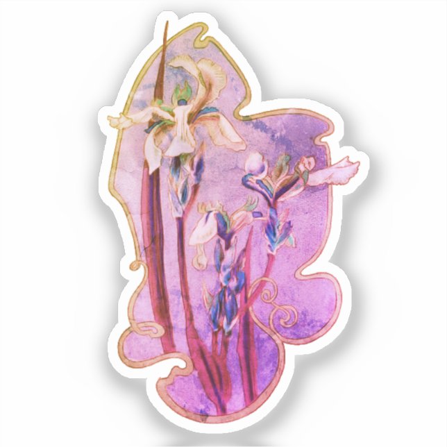 Sticker Art Floral Iris Bleu Perdu (Recto)
