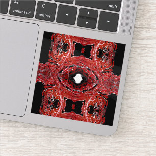 Sticker Art fluide abstrait rouge labyrinthique en acryliq