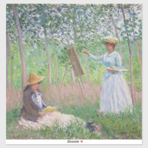 Sticker Art forestier vintage de Monet avec lumière tachet