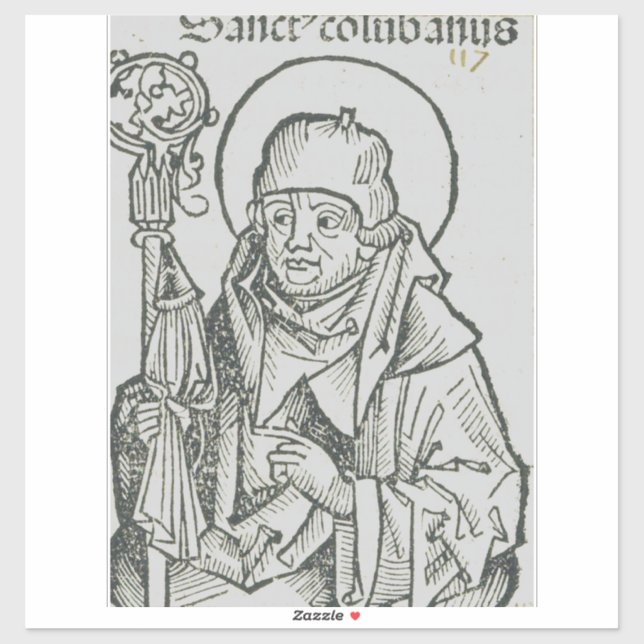 Sticker Art graphique sacré de Saint Colomba d'Iona celtiq (Feuille)