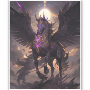 Sticker Art Imaginaire noir violet Unicorne