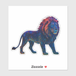 Sticker Art Lion couleur néon