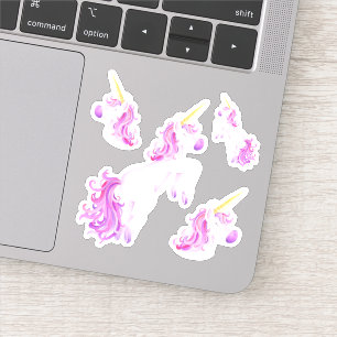 Sticker Art mignon de pourpre de rose de licorne