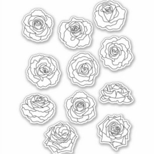 Sticker Art minimaliste de la ligne de Rose Floral