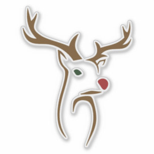Sticker Art minimaliste moderne de la ligne de cerfs Noël