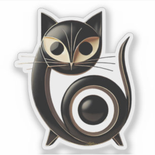 Sticker Art moderne du milieu du siècle Chat noir