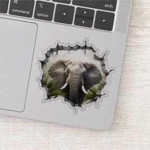 Sticker Art mural éléphant 3D – Safari réaliste