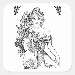 sticker Art nouveau Alphonse Mucha
