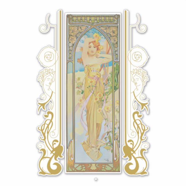 Sticker Art Nouveau Alphonse Mucha - La luminosité du jour (Devant)