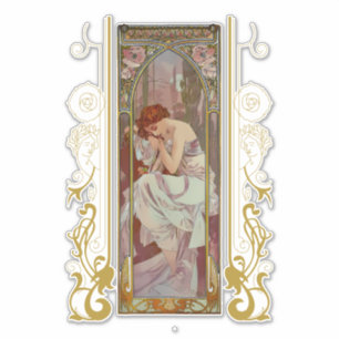 Sticker Art Nouveau Alphonse Mucha Night's Reest