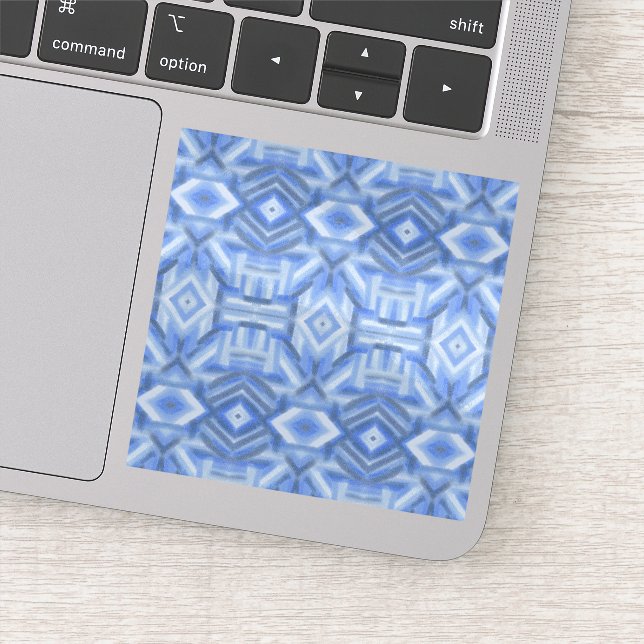 Sticker Art pastel doux abstrait bleu staccato (Détail)