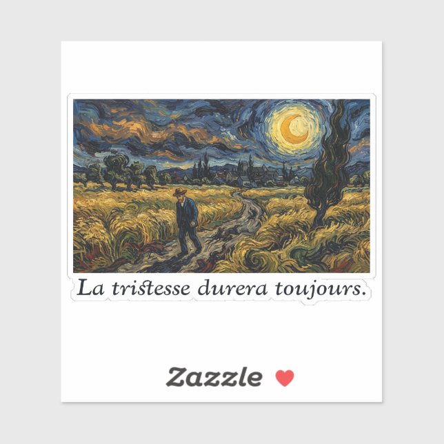 Sticker Art post-impressionniste Nuit étoilée Champ de blé (Feuille)