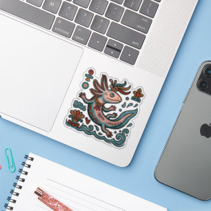 Sticker Art tribal bohème aztèque axolotl Xolotl pierre ér