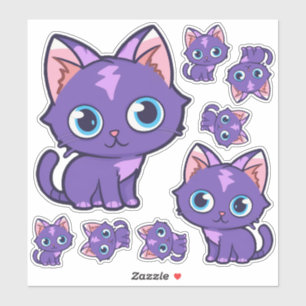 Sticker Art vectoriel de chat Anime Violet