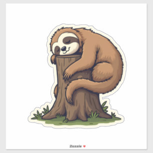 Sticker Art vintage de paresseux endormi forêt journal mig