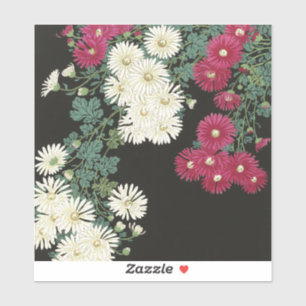 Sticker Art vintage d'Ohara Koson représentant des chrysan