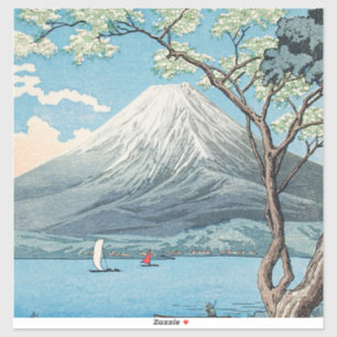 Sticker Art vintage du mont Fuji et du lac Yamanaka japona