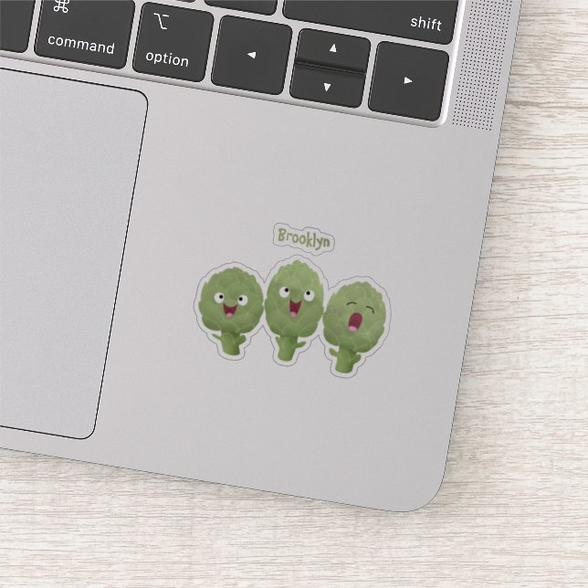 Sticker Artichauts chantants mignons dessin animé végétal (Détail)